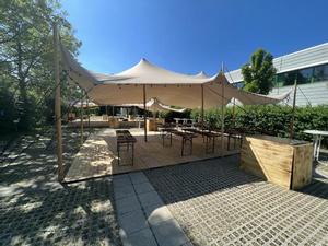 Zeltmembran 10 x 12 m sand- 120 qm - Tentickle, Flexzelt, Stretchzelt, Tipi Zelt, Partyzelt