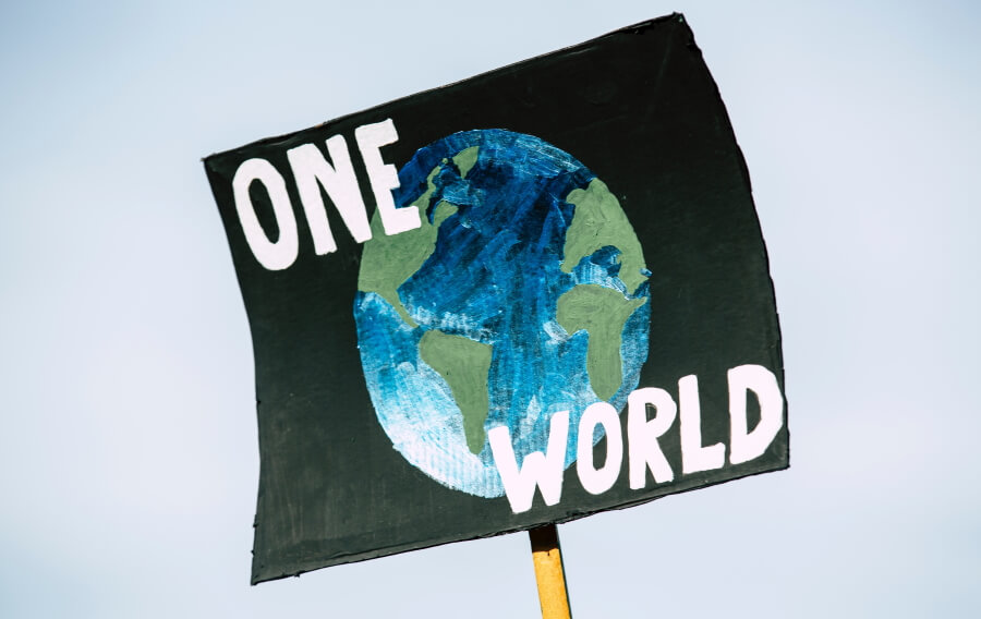 Klimaschutz Demo-Schild One World